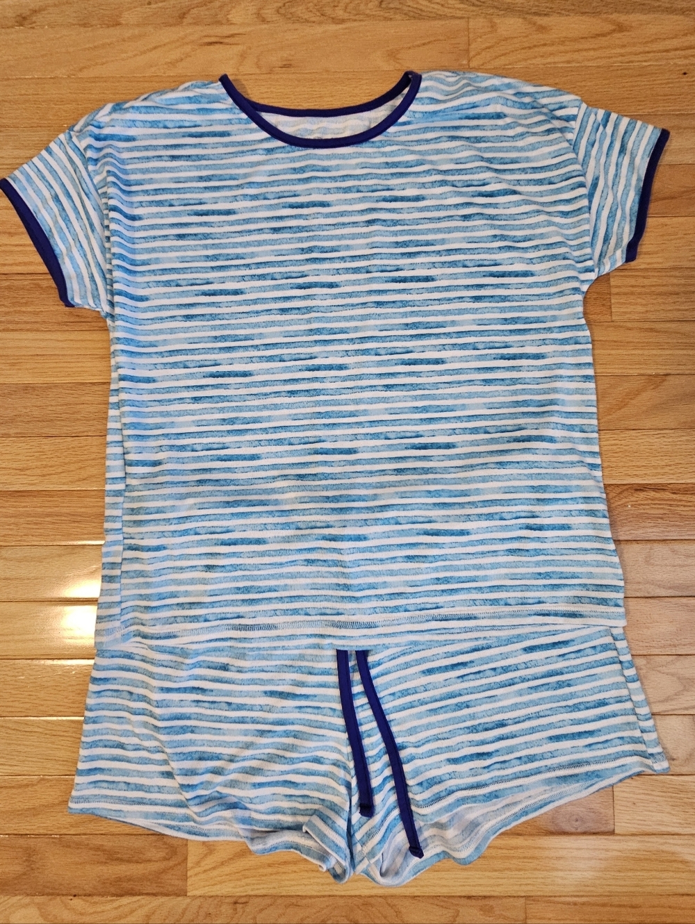Nautica Blue & White Striped Pajama Set - Womens Size Largw